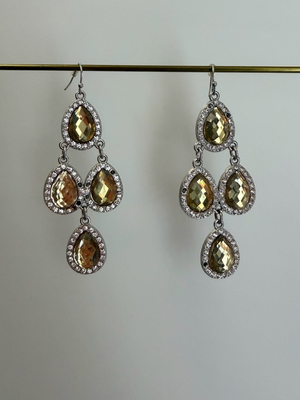 Gold Teardrop Crystal Dangle Earrings - Women Jewelry